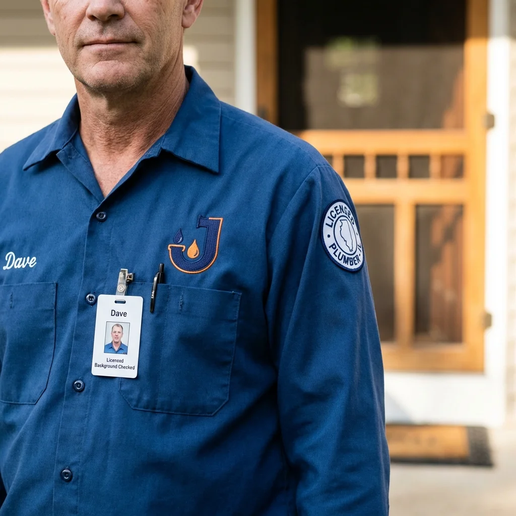 Licensed plumber showing ID badge in Middleburg, PA