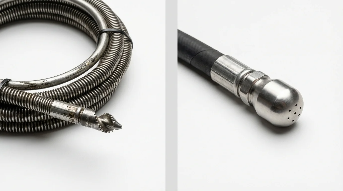 Drain snake cable and hydro jetting nozzle used for drain cleaning in Middleburg, PA