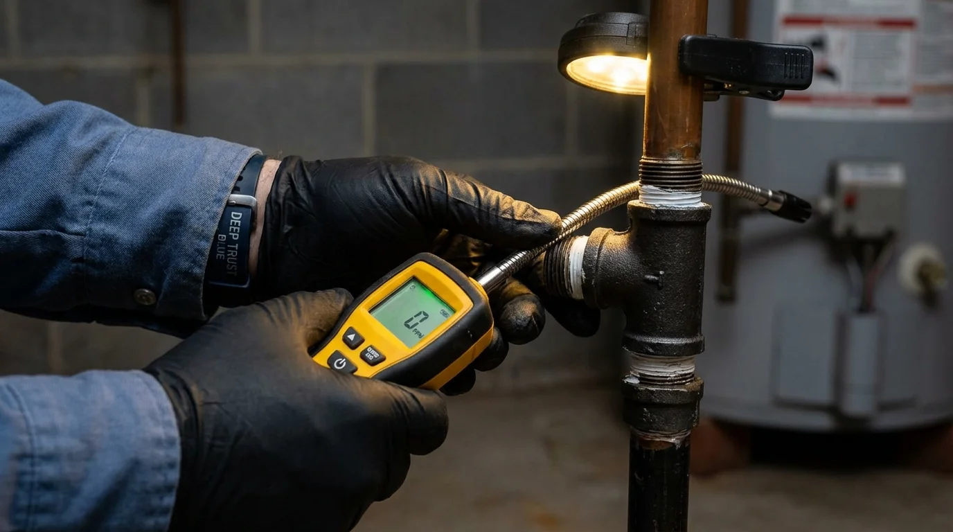 Gas leak detection with electronic sniffer by Johns Plumbing LLC in Middleburg